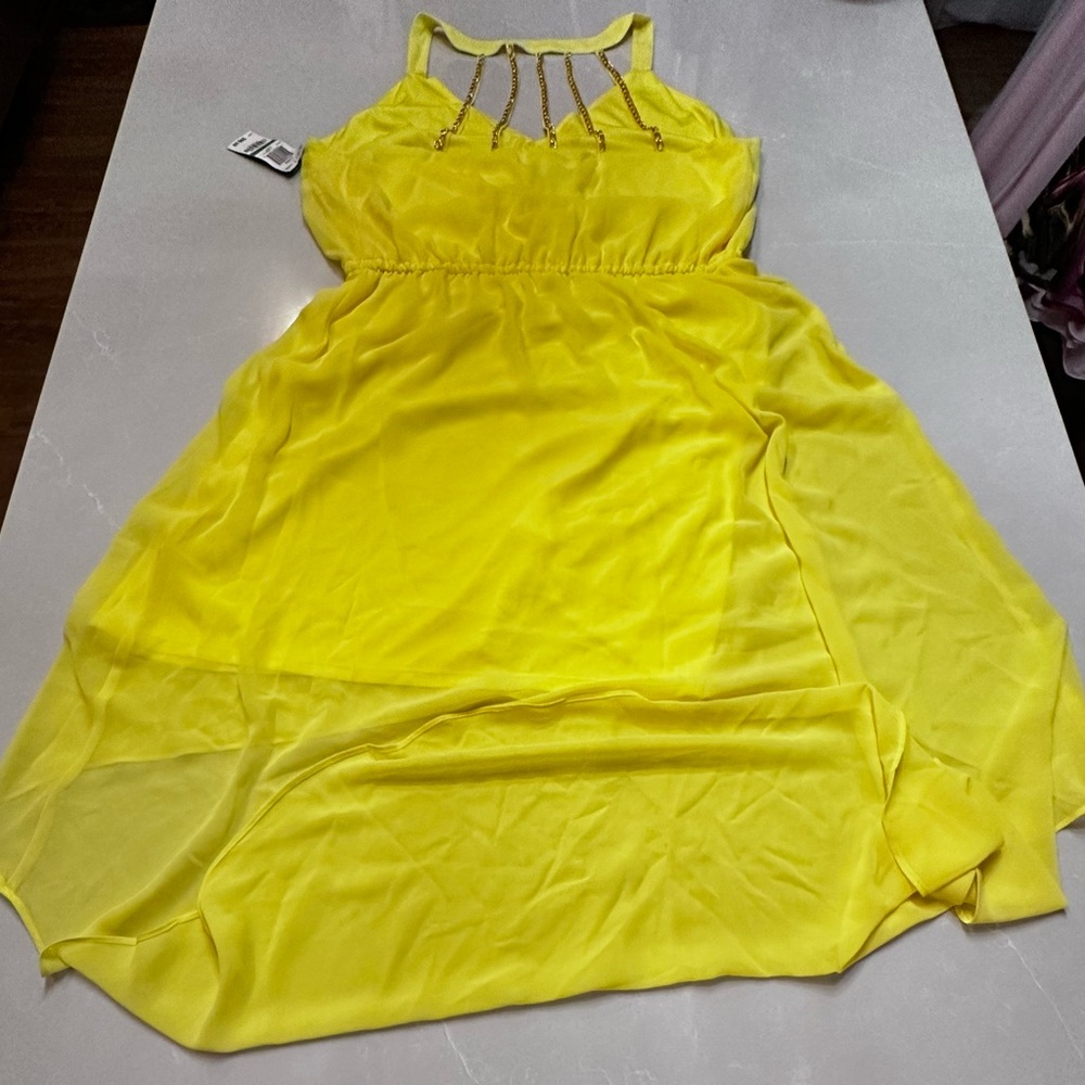 Thalia Sodi Yellow Dress with Back Chain Detail, Multi levels, Large